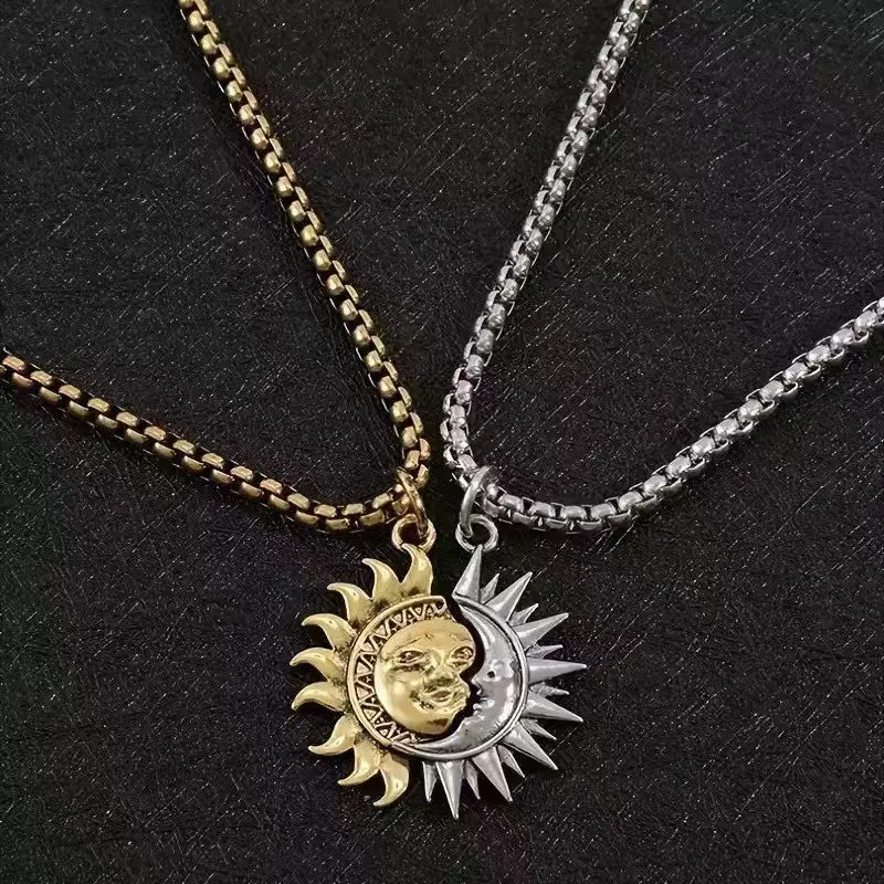 (Valentine's Day gift) Sun and Moon Asymmetric Couple Necklace - Invisible Design - Simple and suitable for everyone