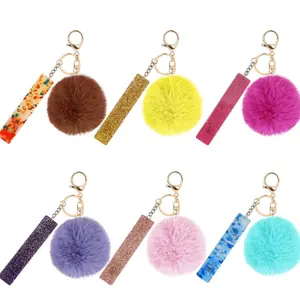 Card grabber w/pom pom keychain