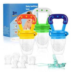 3 Pack Baby Fruit Feeder & Fresh Food Pacifier – Silicone Teething Feeder for Babies, Toddlers & Infants, Baby Solid Food Pacifier, Teether Essentials for Kids