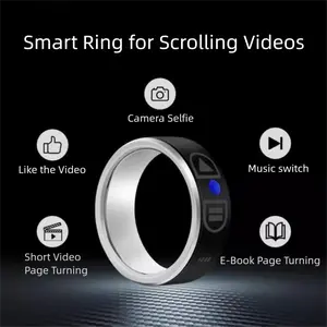 Stylish Smart Ring Multifunctional Metal Bluetooth Remote Control Ebook Video Scroll Selfie Shutter Rings For Men Women Tech Gadget