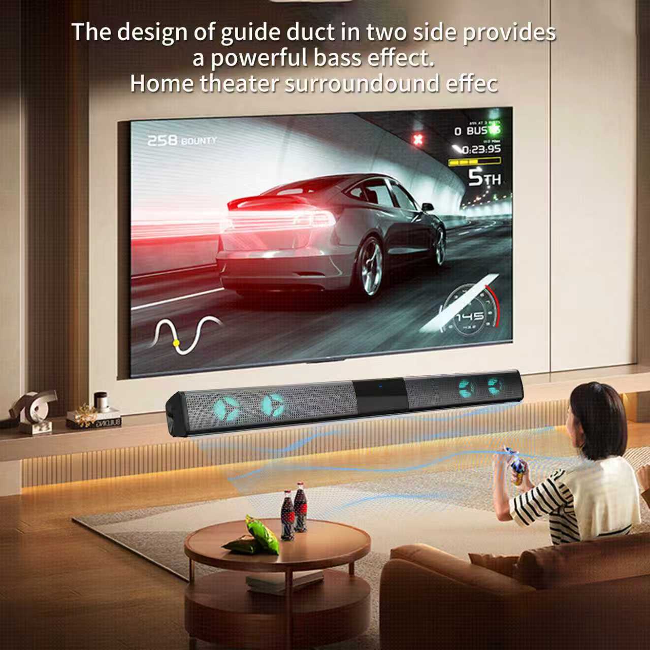 Home Theater 3D Stereo Surround RGB Wireless Speaker 20W Multi-Function Subwoofer Soundbar Support For TV/PC