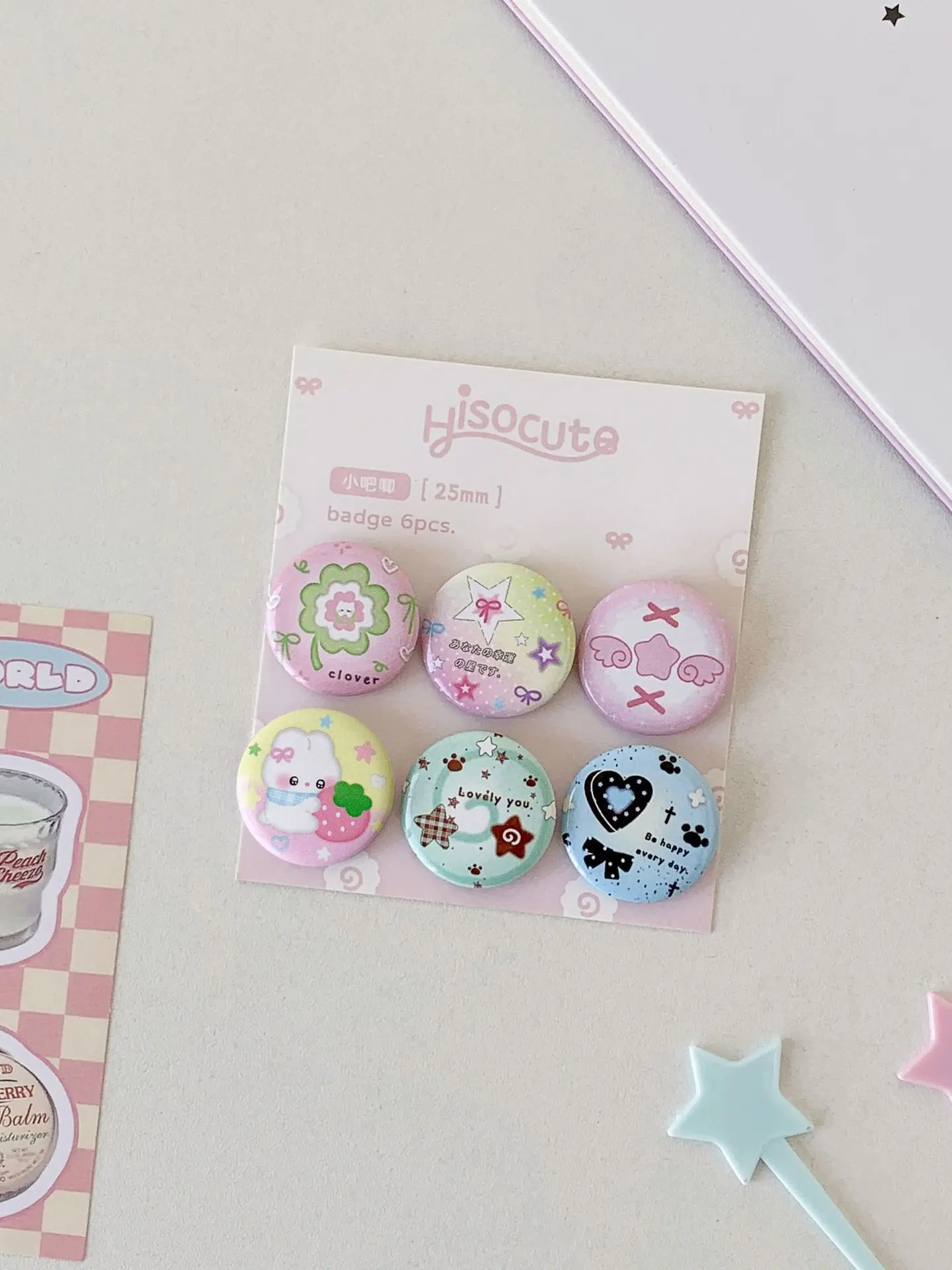 Student Clover 25mm Mini Badge Vintage Style Pin Decoration Emblem Girl Hand Account Badge Set Pendant Brooches Lapel Pins