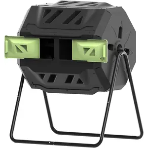 Compost Bin 43 Gallon Outdoor Tumbler composters Garden Tumbling or Rotating Compost Green Door