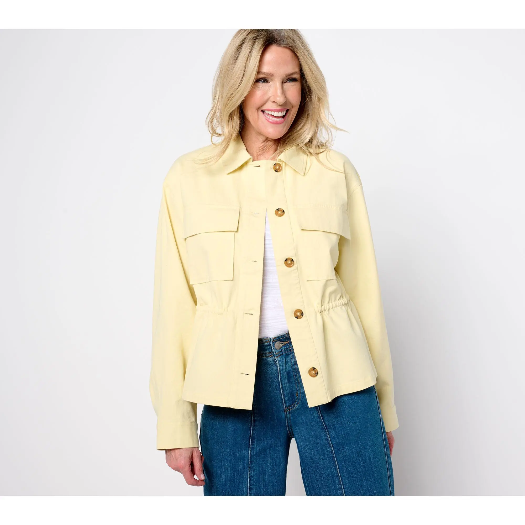 Peace Love World 100% Cotton Drawcord Waist Jacket