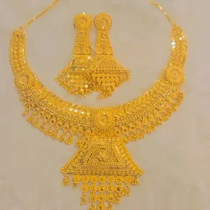 Gold Plated Necklace Set with Intricate Design and Elegant Pendant for Women