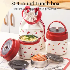 Cherry Insulated Lunch Box, Portable Food Container, Heat Retention Design, Ideal for Daily Use, Durable & Convenient