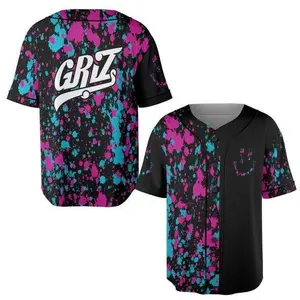 Griz Baseball Jersey, Neon Splatter Rave Shirt, EDM Festival Outfit #Baseball #gift