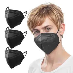 VEVOR Face Masks,  50 Pack  Particulate Respirator Mask, Breathable and Disposable, Five-Layer Filtration Dust Masks, Pollen-Filtering Allergy Mask, for Workshop, Construction & Mall (Black)