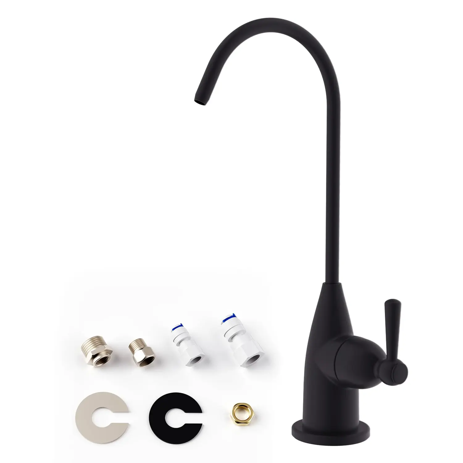 Drinking Water Faucet for Bar Kitchen Sink, Hibbent Lead-Free Water Filter Faucet Stainless Steel Reverse Osmosis Faucet RO Faucet for Under Sink Water Filtration System Matte Black Finish