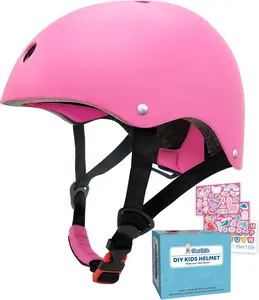 Simply Kids Bike Helmet with DIY Stickers, CPSC & CE Certified - Toddler Helmet for Skateboard Roller-Skating Bicycle Scooter