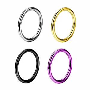 Oufer 20G Implant Grade Titanium Hinged Segment Nose Hoop Ring Gift Choice