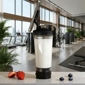 1 Pc 24oz Electric Shaker Bottle, Household and Kitchen Supplies Water Cup with Automatic Mixing and Magnetic Phone Holder Handle, One Button Protein Shake Mixing Design, Measurement Scale and Leak Resistant Lid, Suitable for Home Gym Fitness Daily Use
