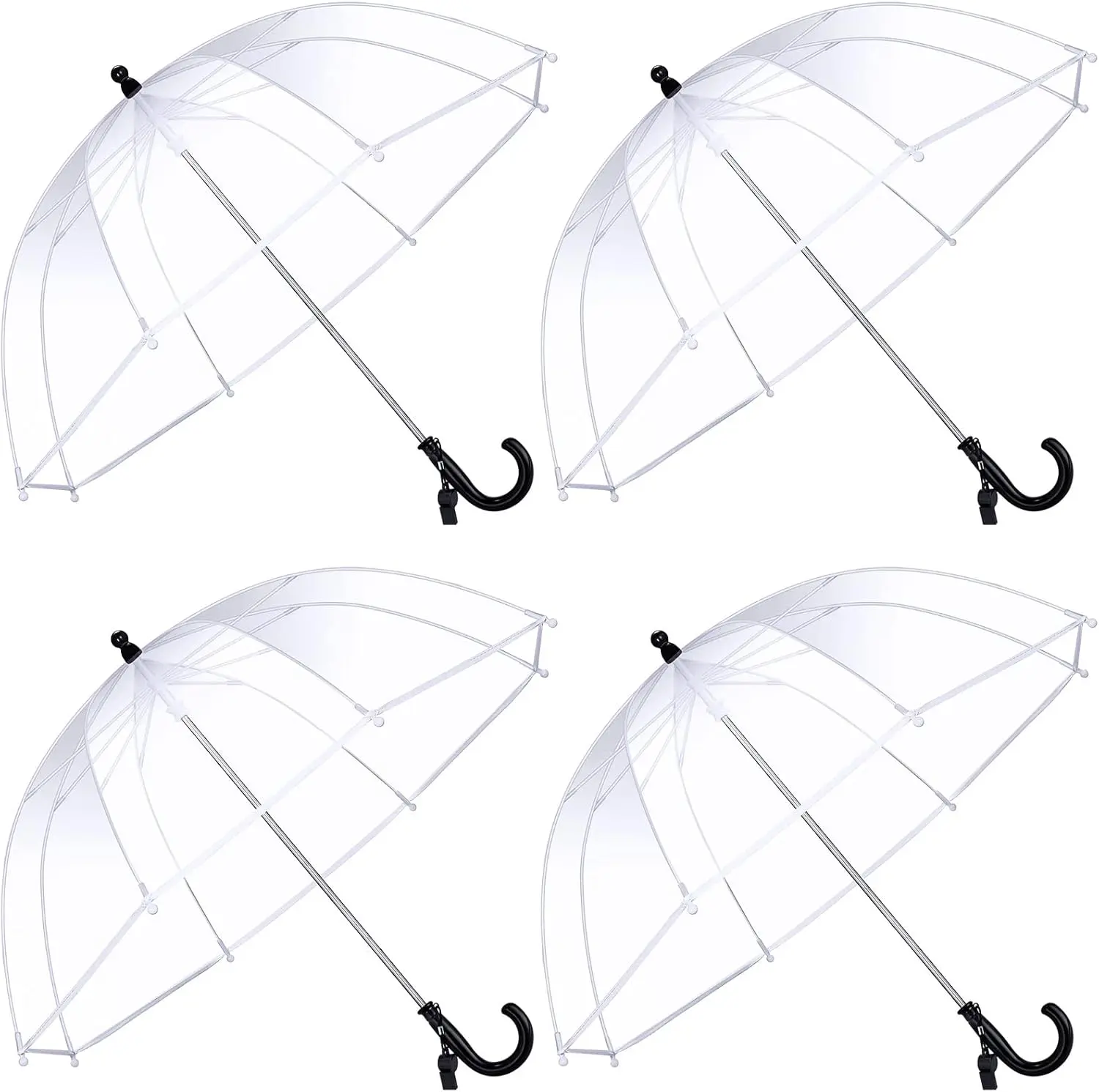 4 count 's Clear Bubble Umbrella Transparent Umbrella with an Easy Grip Handle Windproof Stick Umbrellas with Whistle for   Boys and Girl Ages 3-7
