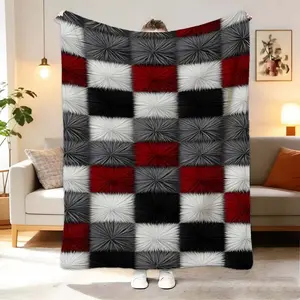 Plaid Print Blanket, Plaid Pattern Blanket, 100% Flannel Blanket, Contemporary Style, Soft Comfortable, Travel Sofa Bed, Home Decor Gift