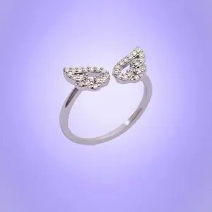 Silver Rhinestone Angel Wing Adjustable Ring with Elegant Design and Sparkling Stones for Stylish Accessory