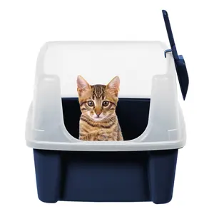 Inspired Essentials, High Sided Open Top Cat Litter Box with Scoop, Navy IRIS USA, Inc.