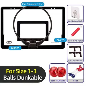 Indoor Foldable Basketball Hoop, Kids Door Mount Office Basket, Teen and Adult Mini Hoop, Includes 1-2 Balls, Perfect for Home Use
