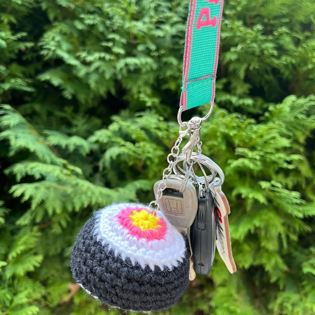 Crochet Sushi Roll Keychain