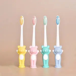 Cartoon Bear Design Kids Toothbrush, 4pcs/set Soft Bristle Teeth Cleaning Tool for Toddlers, Oral Care Products