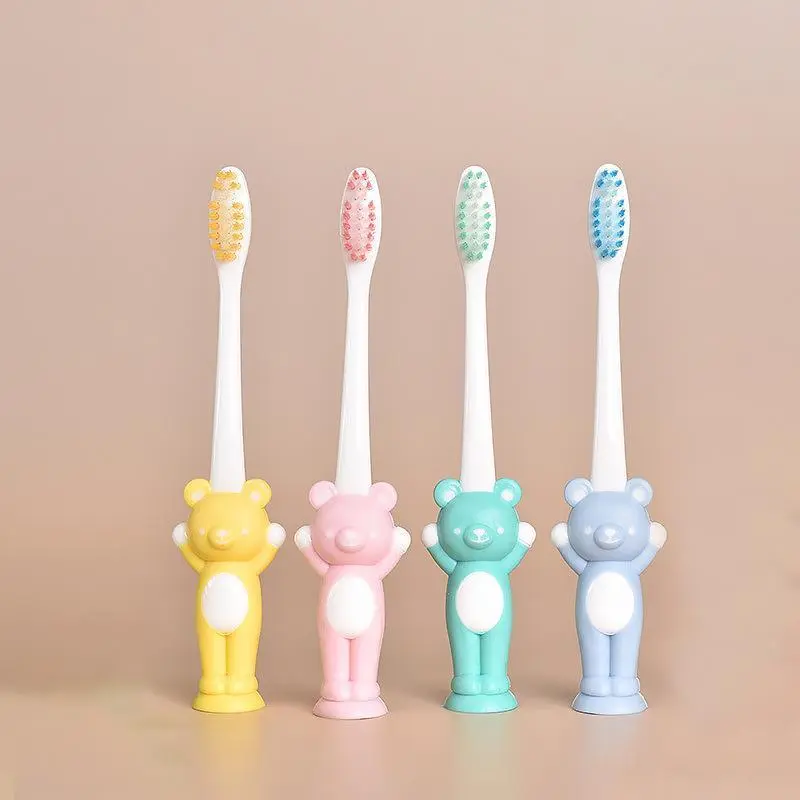 Cartoon Bear Design Kids Teeth Brushes, Infant Toothbrush, Childrens Toothbrush, 4pcs/set Soft Bristle Teeth Cleaning Tool for Toddlers, Oral Care Tools, Oral Care Supplies