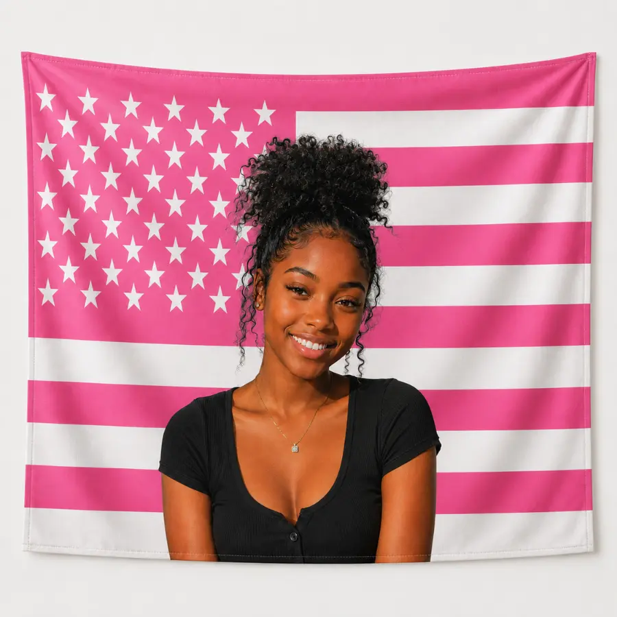 Personalized Pink American Flag 40x60 Inch – Custom Photo Tapestry Wall Hanging, Premium Durable Fabric, Vivid Sharp Print, Design Your Own Flag for Bedroom, Clubs, Bars, Parties - Perfect Gift For Him, Her, Veterans Day, Birthday, Halloween