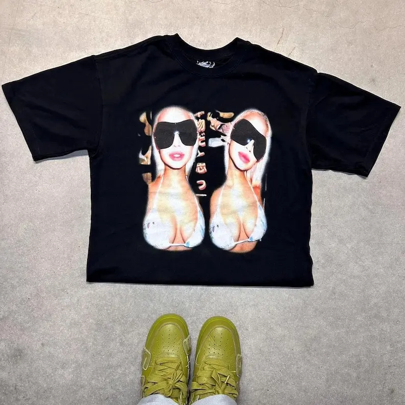 Twin ?N Em Glow Garment-Dyed Gildan 100% Cotton Tee Black Shirt Opium, y2k, fashion, streetwear, unisex, men, women, cotton, crew neck, y2k, vintage