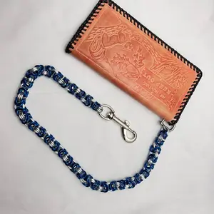 Byzantine Style Weave Shackle Wallet Chain Handmade for Men and Women Durable Stainless Steel Shackle with Anodized Aluminum Rings Customizable Length Up to 25 Inches