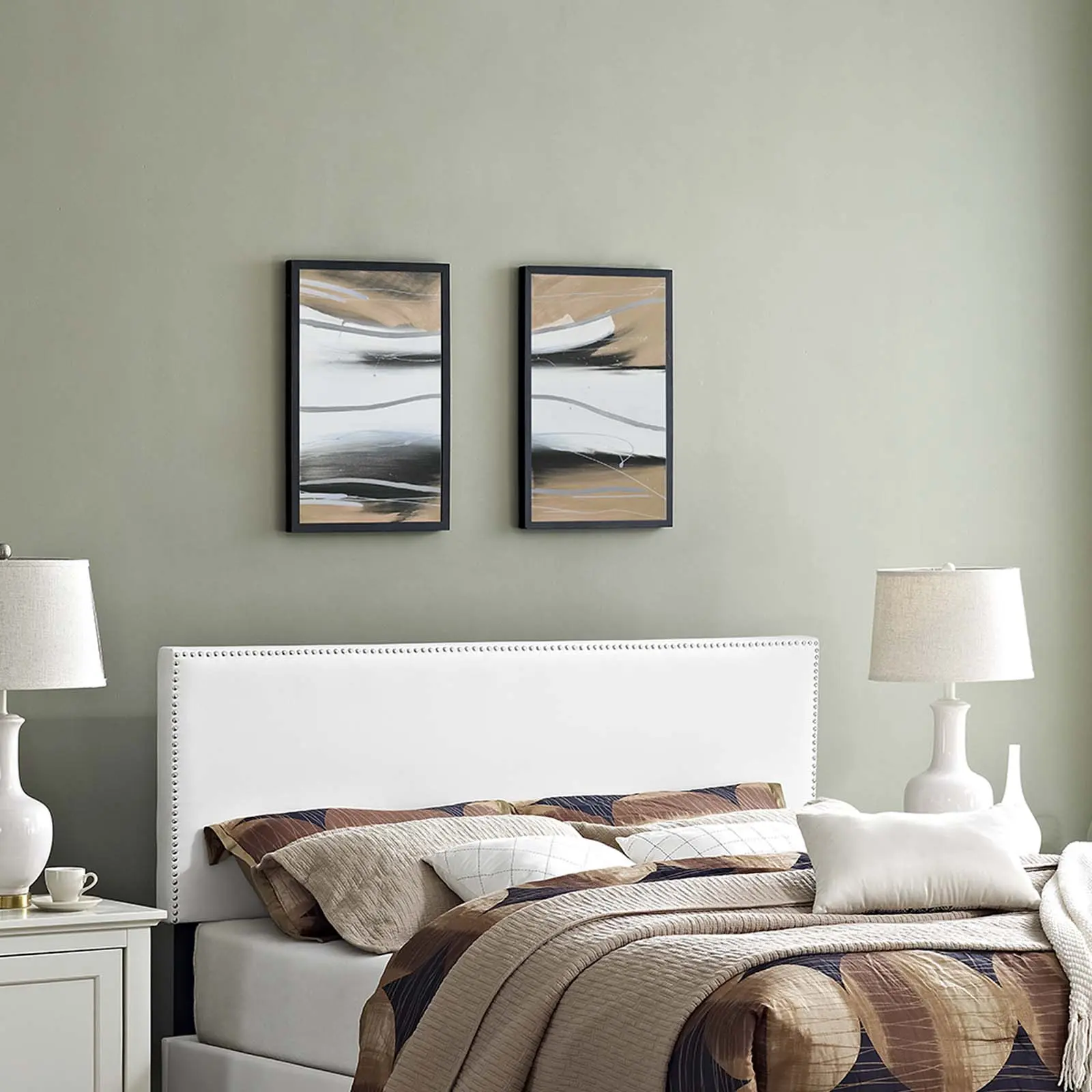 Modway Phoebe Full Upholstered Vinyl Headboard in White