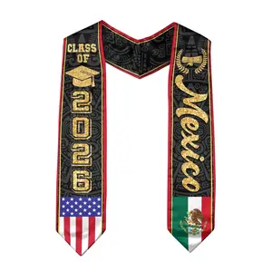 Mexican Graduation Stole 2026, Mexico Flag Graduation Sash, Class of 2026, V Shape National Country Flag Stole
