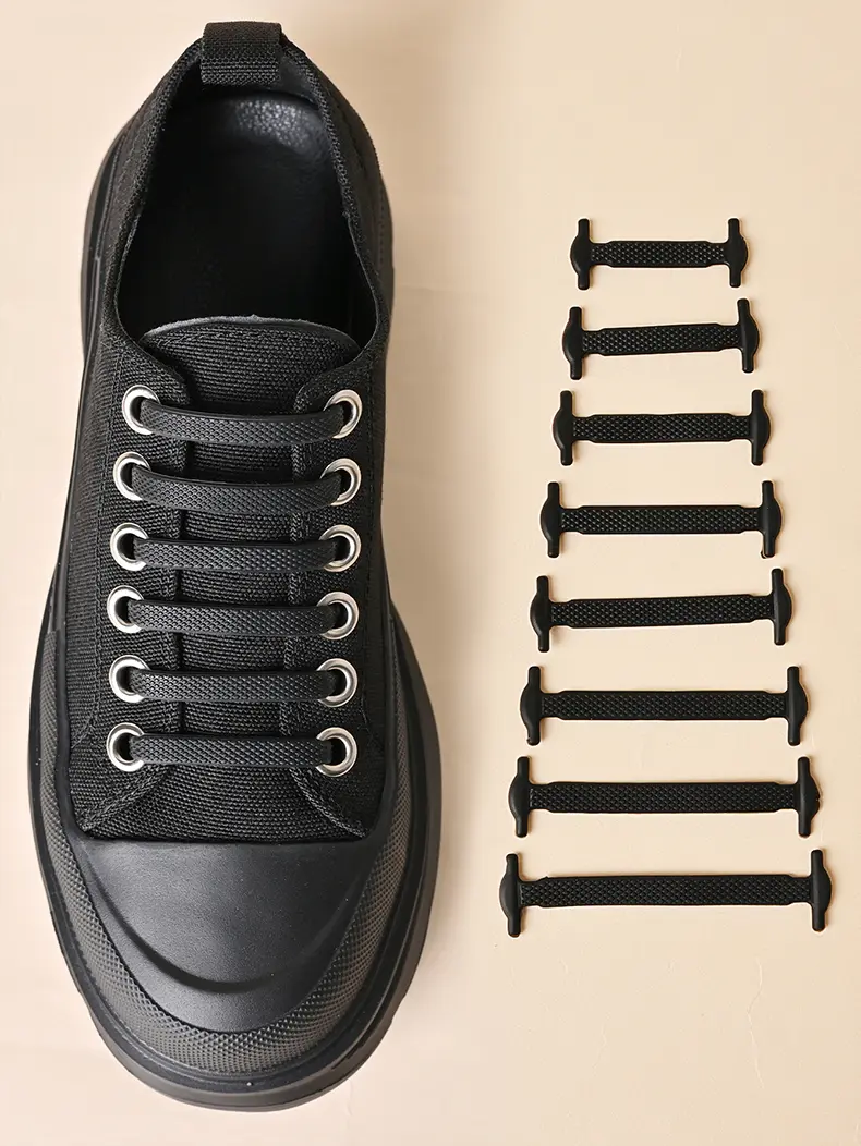 1 Pair Pack Silicone No Tie Lazy Shoelaces All Seasons Casual Sneakers Sports Shoes Flat Shoestrings