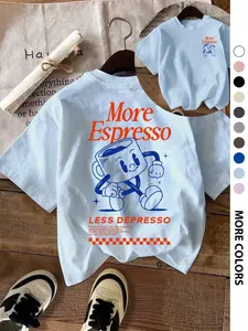 Women's Espresso & Slogan Print Round Neck Tee, Vintage Trendy Casual Short Sleeve T-shirt for Daily Wear, Ladies Summer Outfit, Top