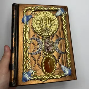 Magic Crystal Notebook, Vintage Style Thick Notebook, Creative Natural Crystal Inlay, Office Desk Journal Gift, Unique Design