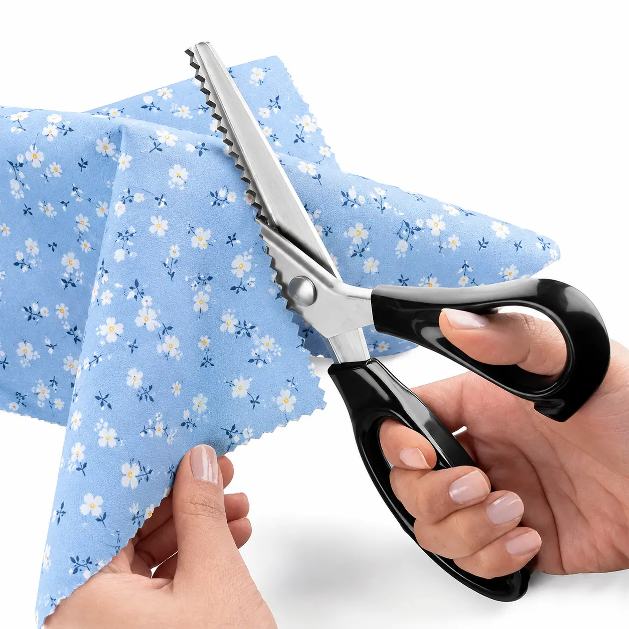 1-Pack Stainless Steel Pinking Scissors with Comfort Grips Handled, Perfect for DIY Crafts, Sewing Accessories and Supplies, Dressmaking Sewing Craft Zig Zag Cut Scissors for Many Kinds of Fabrics and Paper
