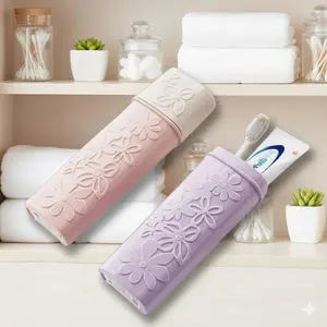 Portable Toothbrush Holder, Travel Toiletry Storage Case, Waterproof Anti-Mold Toothpaste & Brush Organizer Cup, Bathroom Toothbrush Stand for Home and Trips.
