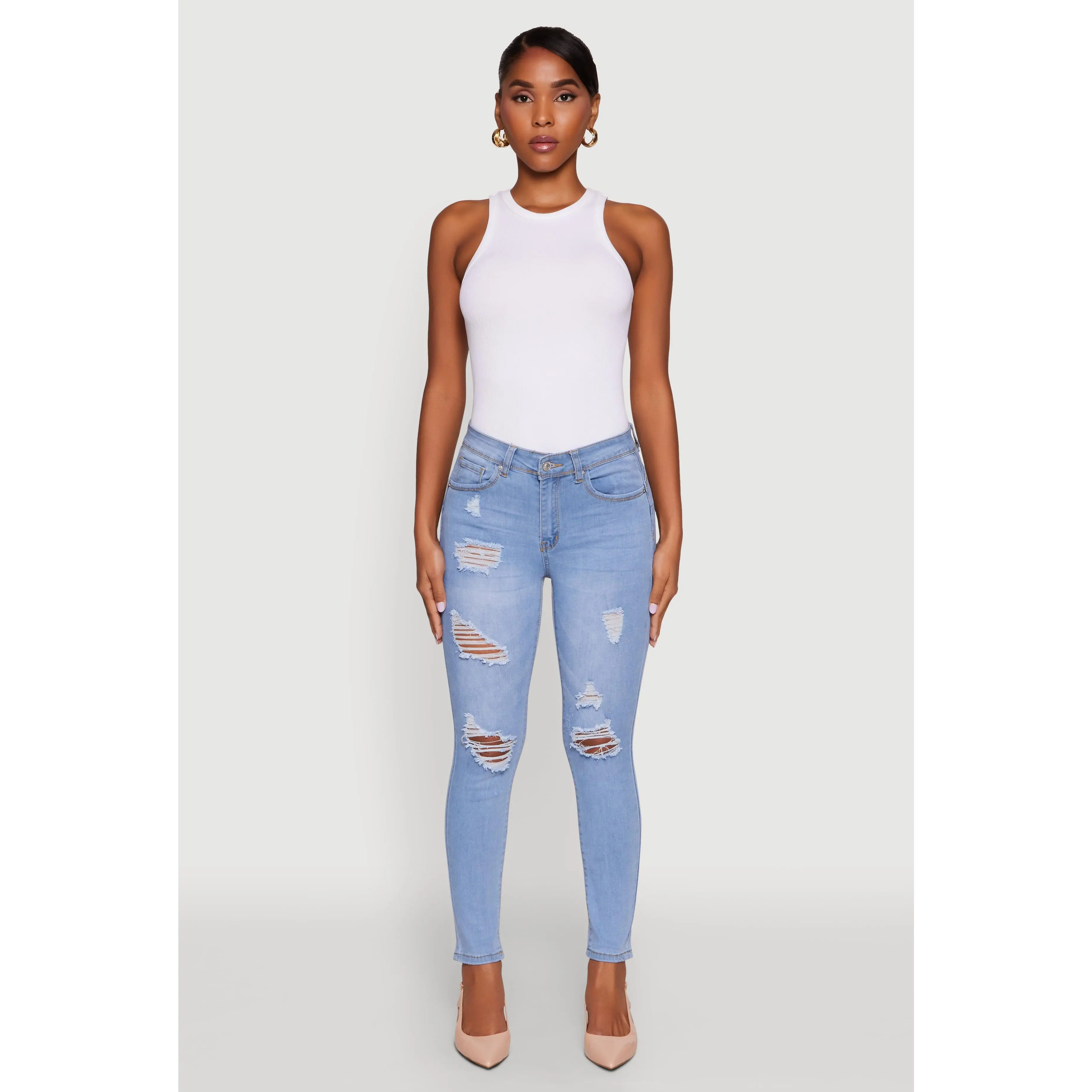 WAX Mid Rise Distressed Jeans