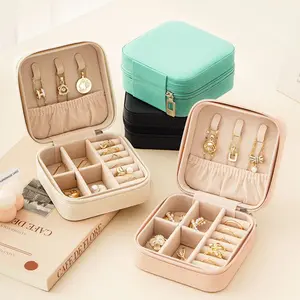 Portable Travel Jewelry Box Organizer, Mini Faux Leather Ring Earring Necklace Storage Case, Multi Compartment Design, Compact Design Easy to Carry, Jewelry Storage Unit