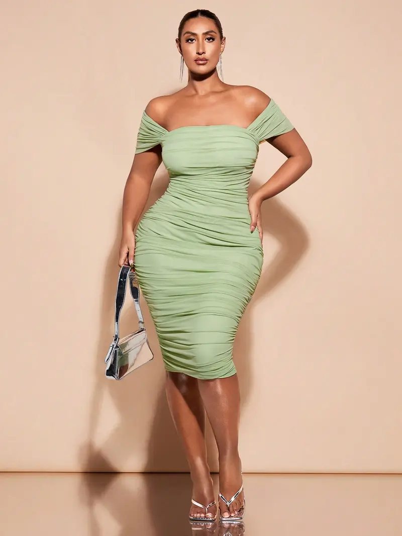 SHEIN BAE plus Size St Patrick Green Outfit Green Dress Spring Break Cheap Summer Spring Dress Pastel Dress Beach Women Dresses Long Beach Summer Dress,Birthday Dresses for Women SHEIN