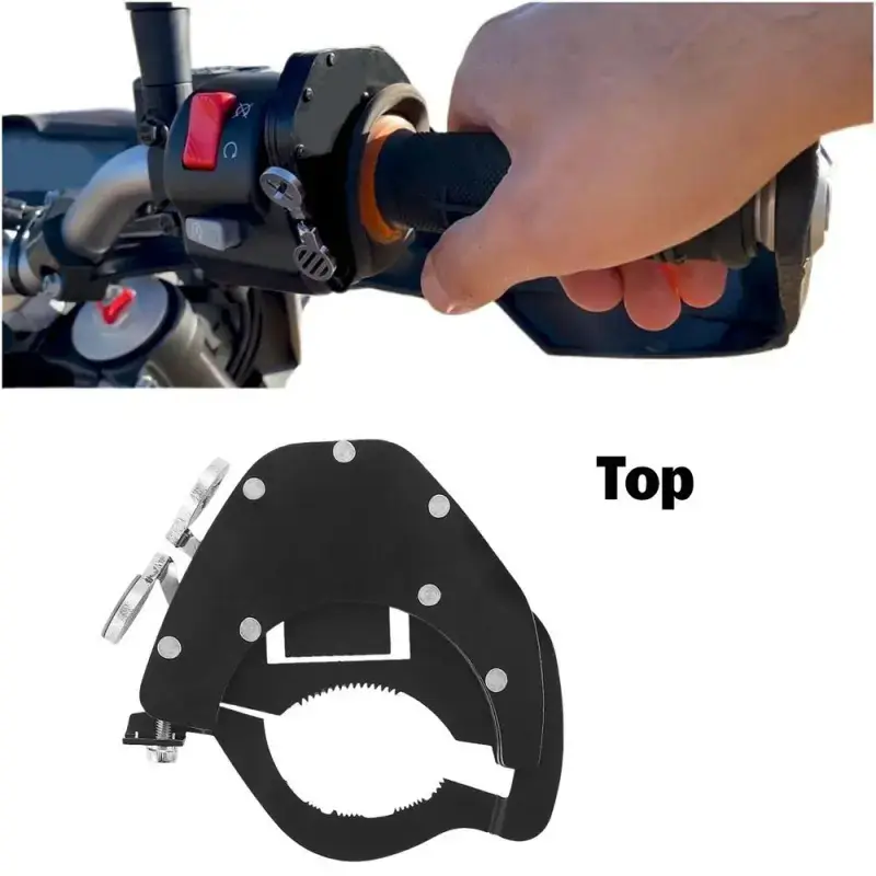 Stainless Steel Adjustable Motorcycle Throttle Lock - Tool-Free Installation Cruise Control for Long Rides, Urban Commuting - 0.4in+ Handlebar Gap Compatibility All-Weather Speed Limiter