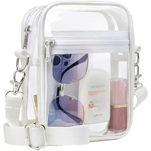 Clear PVC Stadium Approved Purse for Women Men - Clear Crossbody Bag for Women Stadium Crossbody Messenger Bag for Concerts Sporting Events