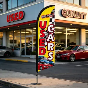 6.5 Ft Feather Flag for Car Dealership, Polyester Waterproof Banner, Wind-Resistant Outdoor Sign, Easy Setup for Auto Shows and Stores