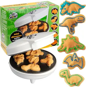 Waffle Wow! Dinosaur Mini Waffle Maker - 5 Different 3D Shaped Dinos in Minutes - Electric Non-Stick - Make Fun Breakfast