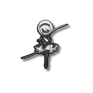 Nier Automata 2B Enamel Pin - Metal Coated Black & White Iconic Design for Backpacks Jackets or Hats - Perfect Gift for Fans