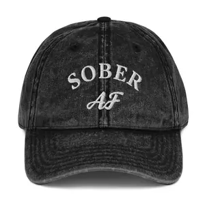 Sober AF Vintage Twill Cap – Bold Sobriety Recovery Hat