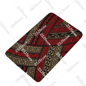 Polynesian tribal Design Retro Art Custom Floor Mat Samoa Hawaii Fiji Islands Holiday Party Decoration Floor Mat Multi-size choice Flannel non-slip Mat Multi-functional Durable Absorbent Foor Mat Bedroom Bathroom High Quality Durable Non-slip Mat