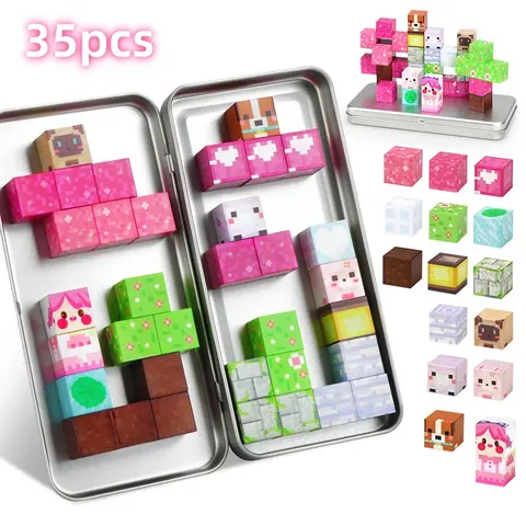 Vacation Theme Magnetic Building Blocks Toy Set, Buildable Blocks Kit, Travel Set, Sensory Toys, Birthday Gift, Holiday Gifts, DIY Fun for Boys and Girls