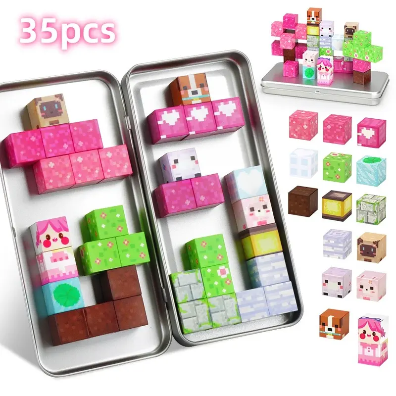 Vacation Theme Magnetic Building Blocks Toy Set, Buildable Blocks Kit, Travel Set, Sensory Toys, Birthday Gift, Holiday Gifts, DIY Fun for Boys and Girls