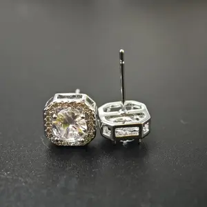 Elegant and Simple Square Zircon Inlaid Earrings — Hip Hop Square Zircon Earrings
