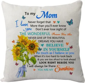 Inspirational Mom Gifts Pillowcase from Daughter or Son - "Never Forget That I Love You" Funny Mama Cushion Cover for Mother's Day, Birthday