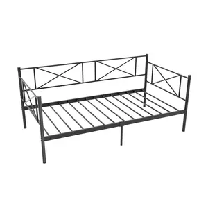 COSTWAY - Twin Size Platform Bed with Heavy-duty Metal Slat Support-Black
