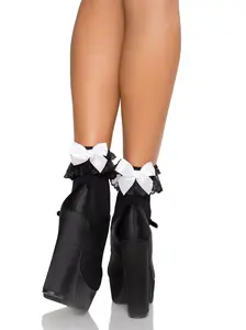Women's Lola Ruffle Bow Ankle Socks, Gorgeous Lace Stocking with Premium Fabric for Secure Fit